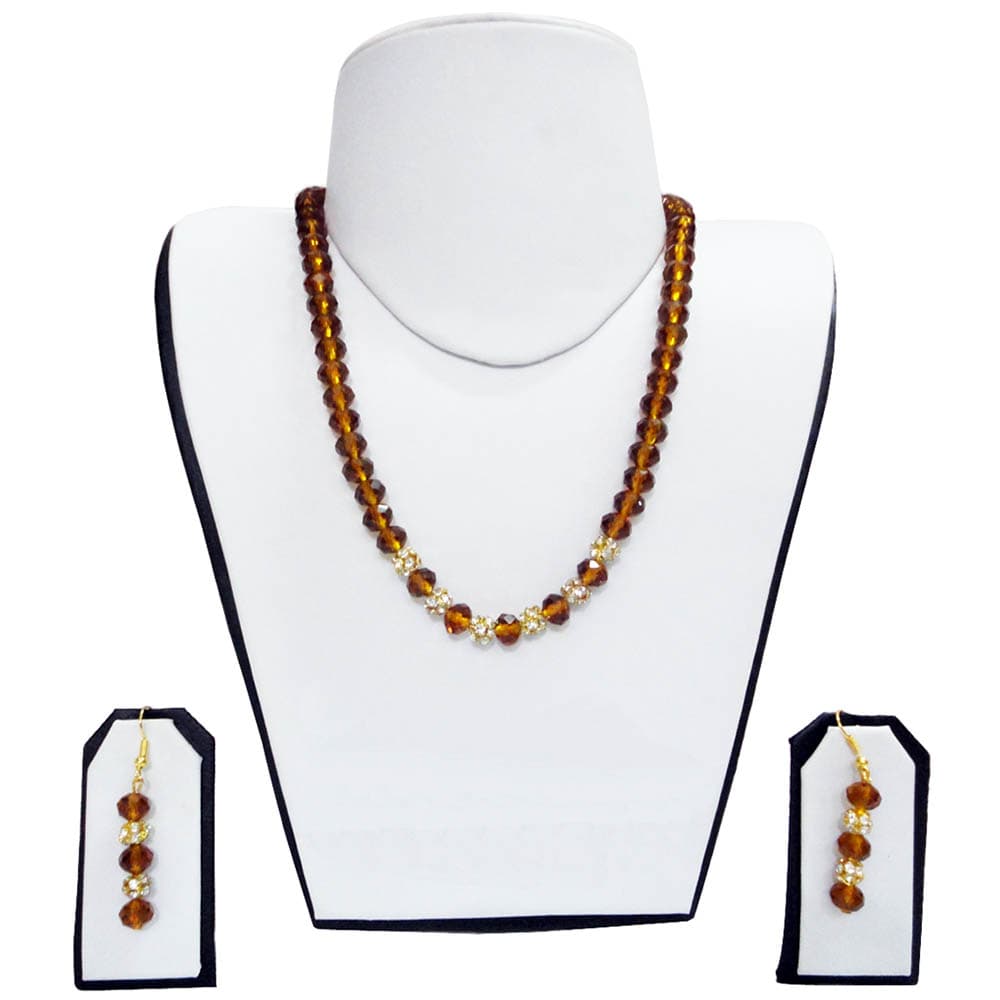 Brown Crystal Beads Necklace