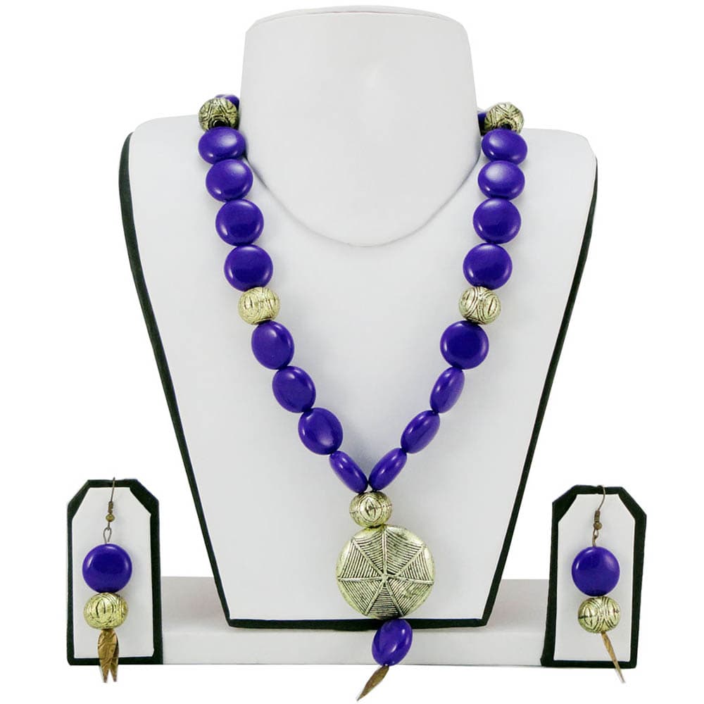 Blue Coin Beads Necklace