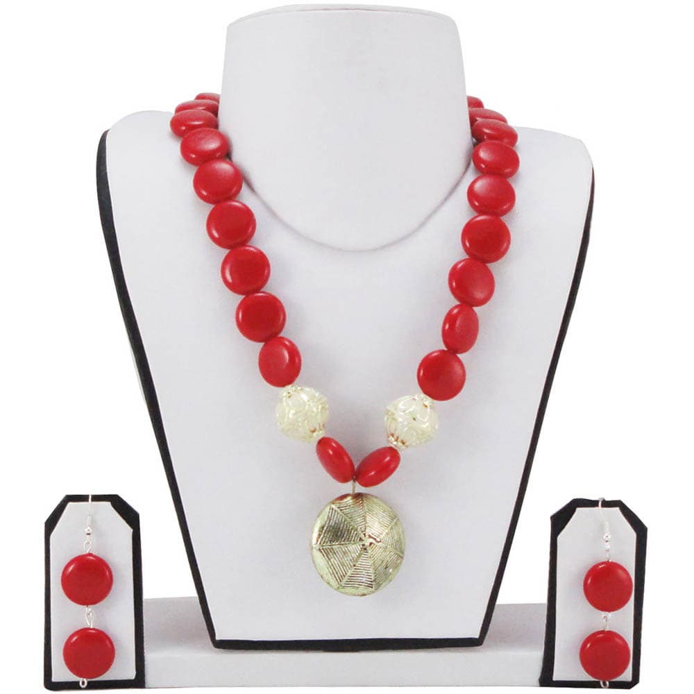 Red Coin Beads Necklace
