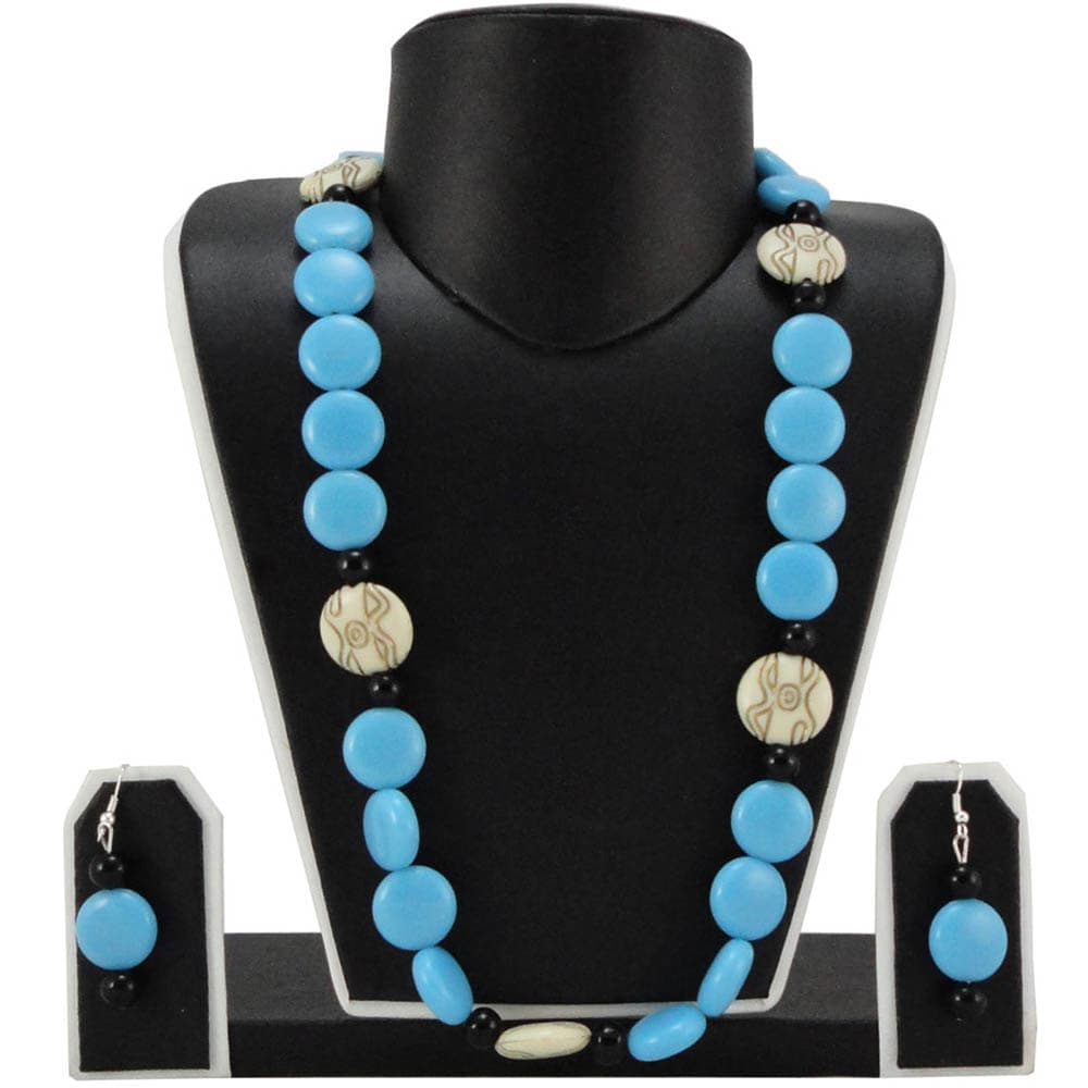 Sky Blue Coin Beads Necklace