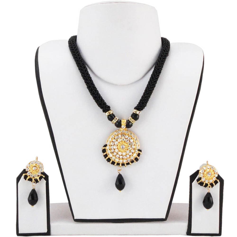 Designer Black Moti Necklace