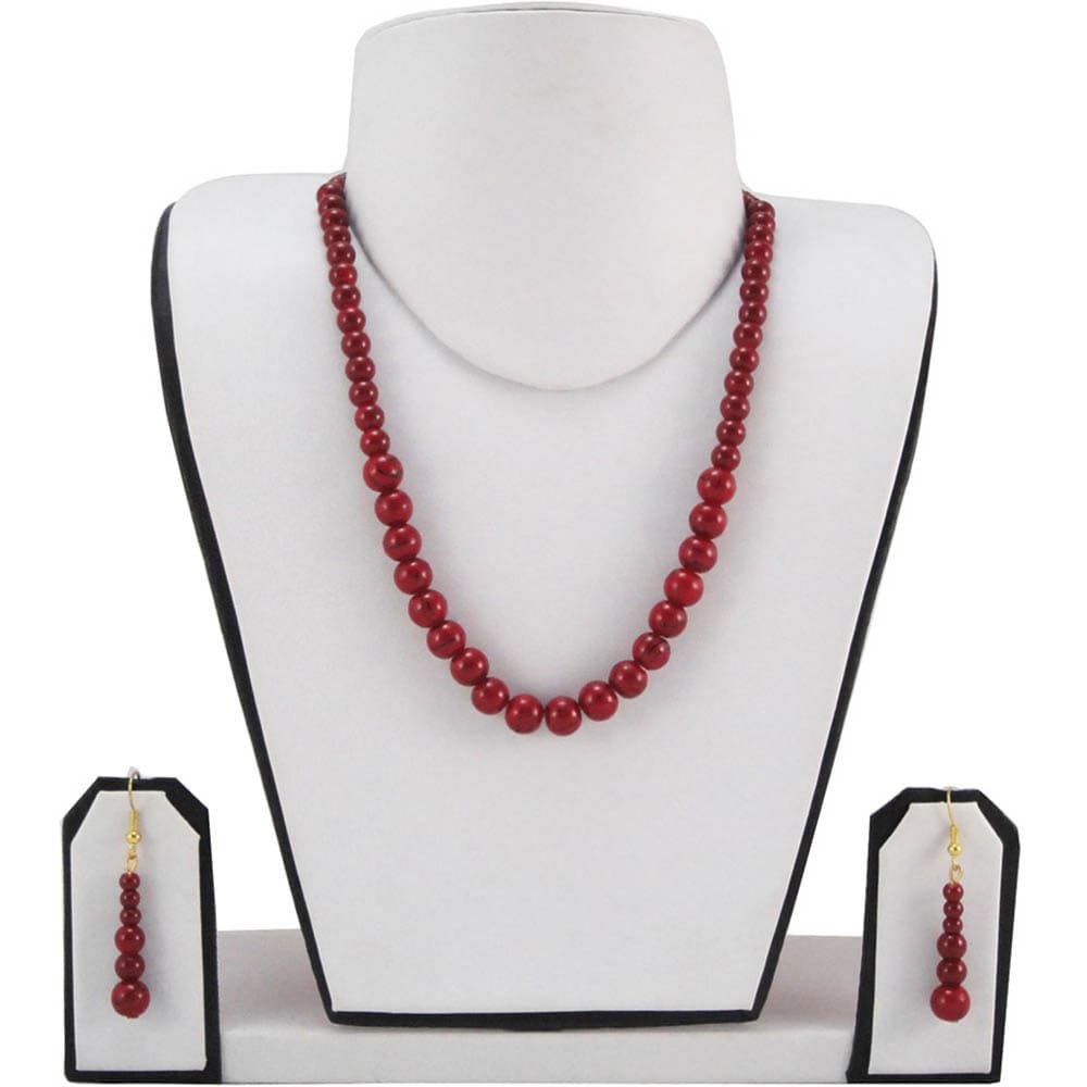 Classic Maroon Beads Necklace