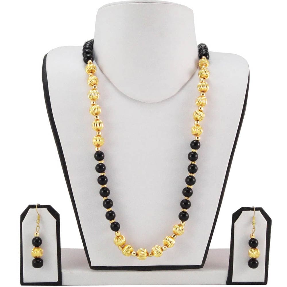 Black & Golden Beads Necklace