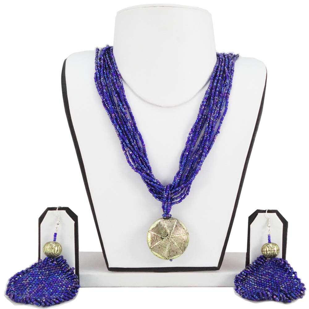 Rich Blue Jeko Moti Necklace
