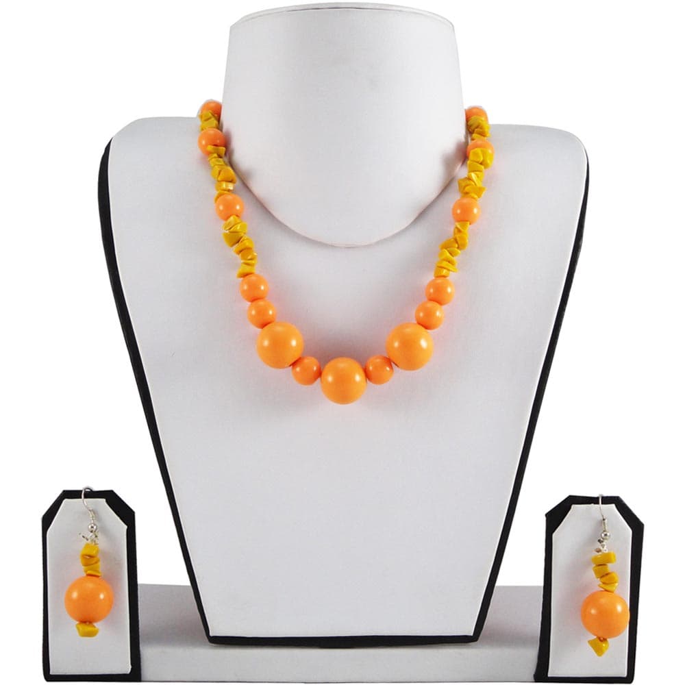 Orange Stone & Beads Necklace