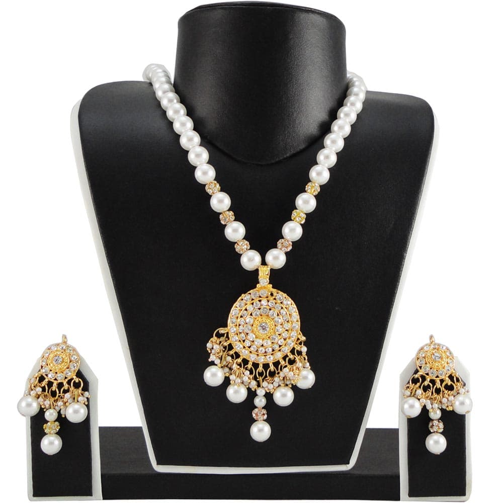 White Pearl and Diamond Necklace