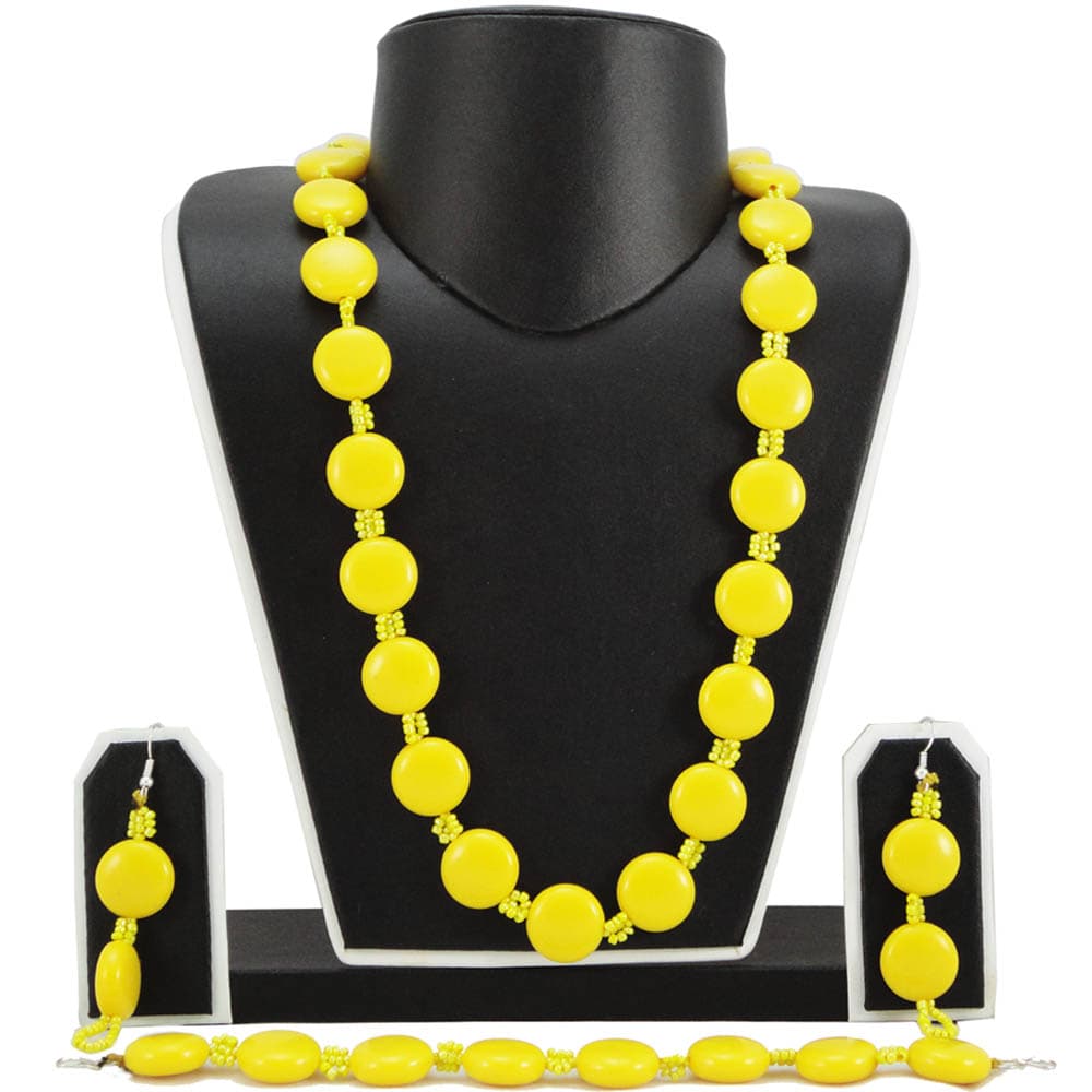 Yellow Button Beads Necklace