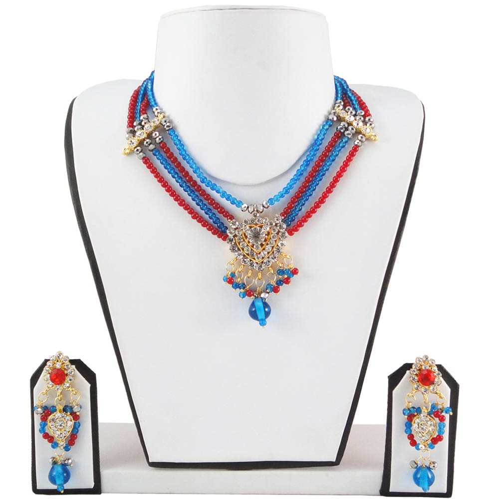 Red and Blue Beads Necklace