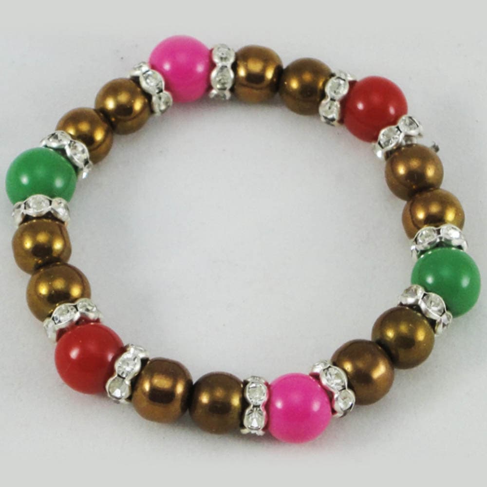 Colorful Bracelet With Mehndi-Green Beads