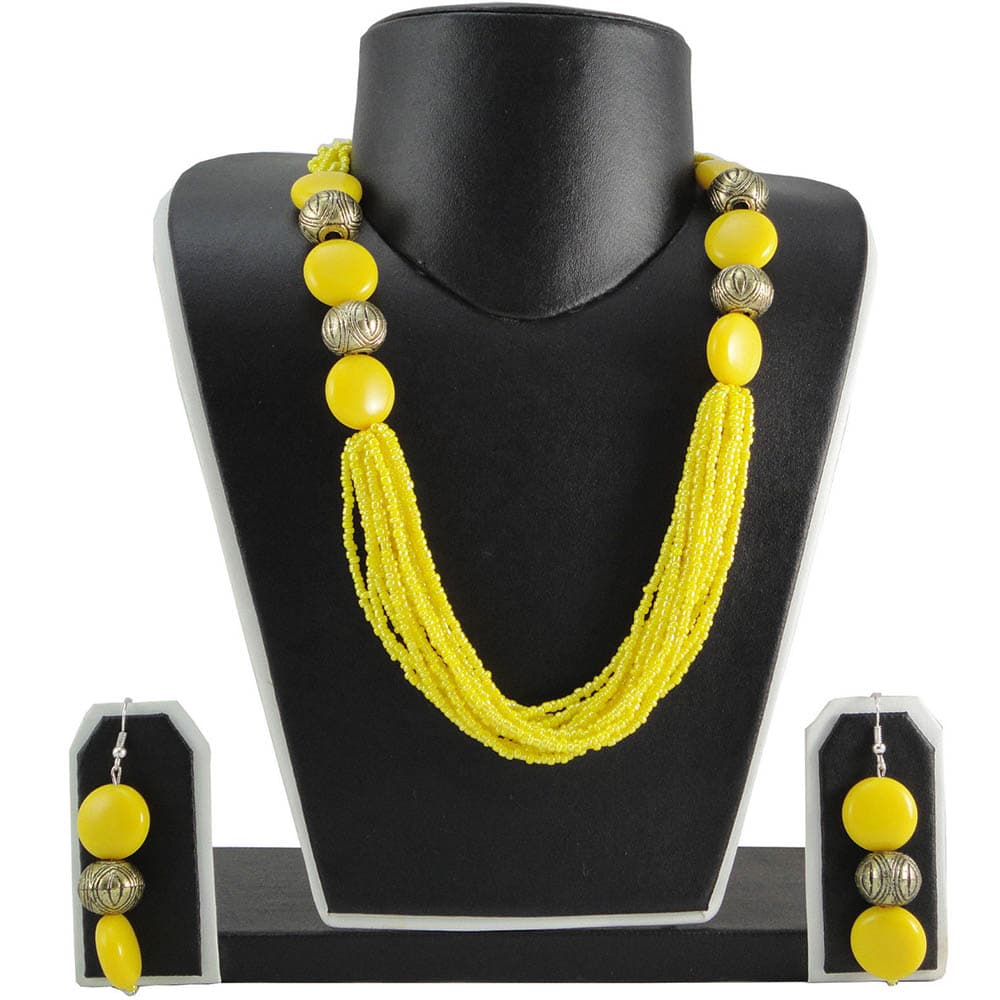 Yellow Beads Necklace With Antique Beads