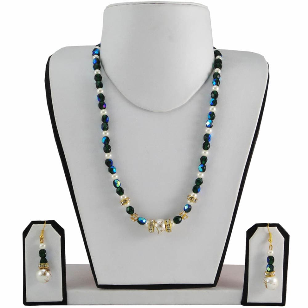 Simple Necklace With White & Rainbow Beads