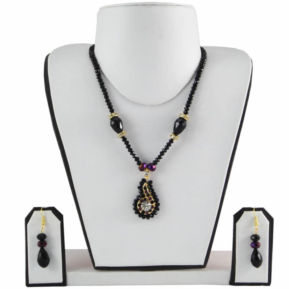 Black Beads Diamond Necklace