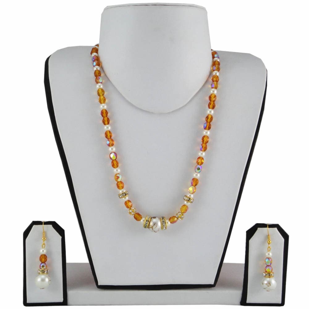 Cream Pearl set with Orange Crystal Moti