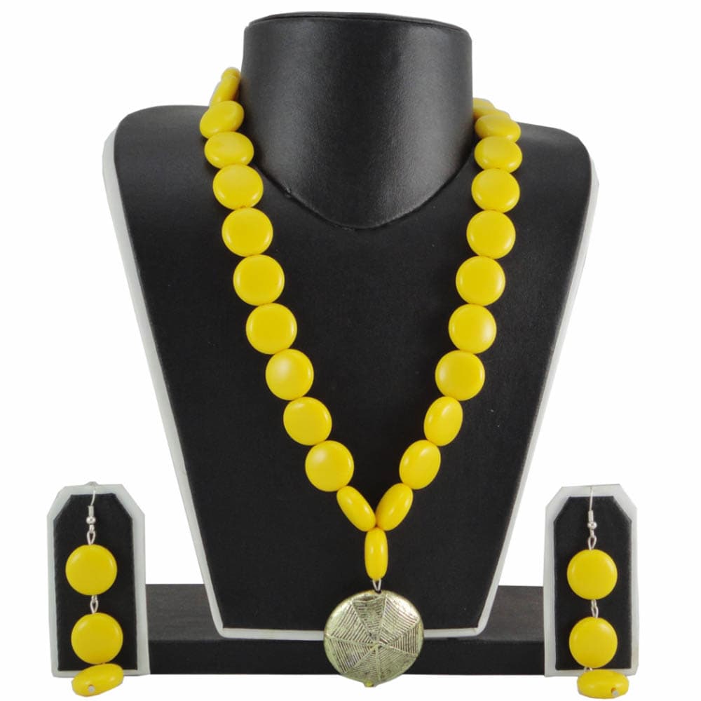 Yellow Button Beads Necklace