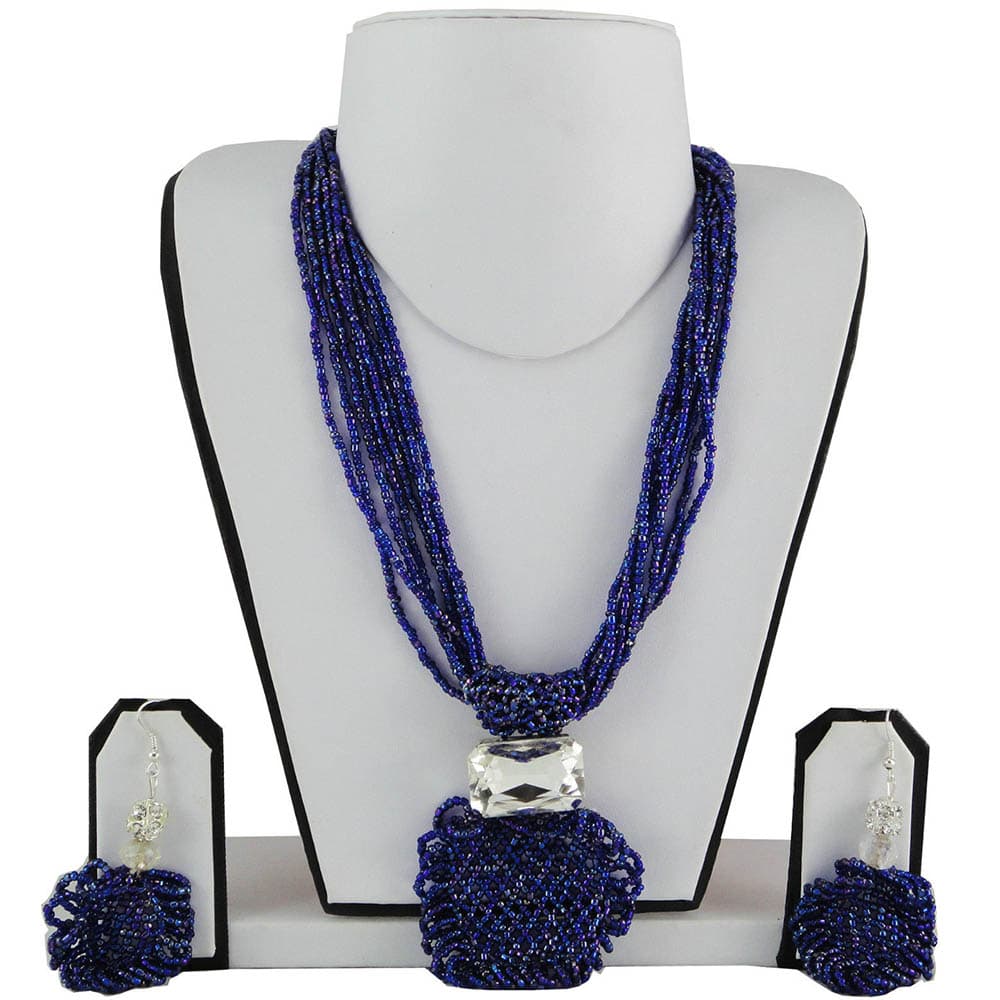 Blue Jeko Moti Necklace
