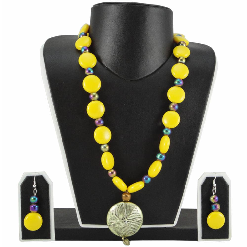 Yellow Coin Beads Necklace