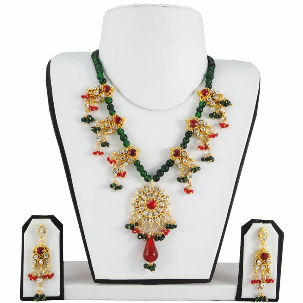 Traditional Red & Green Diamond Necklace