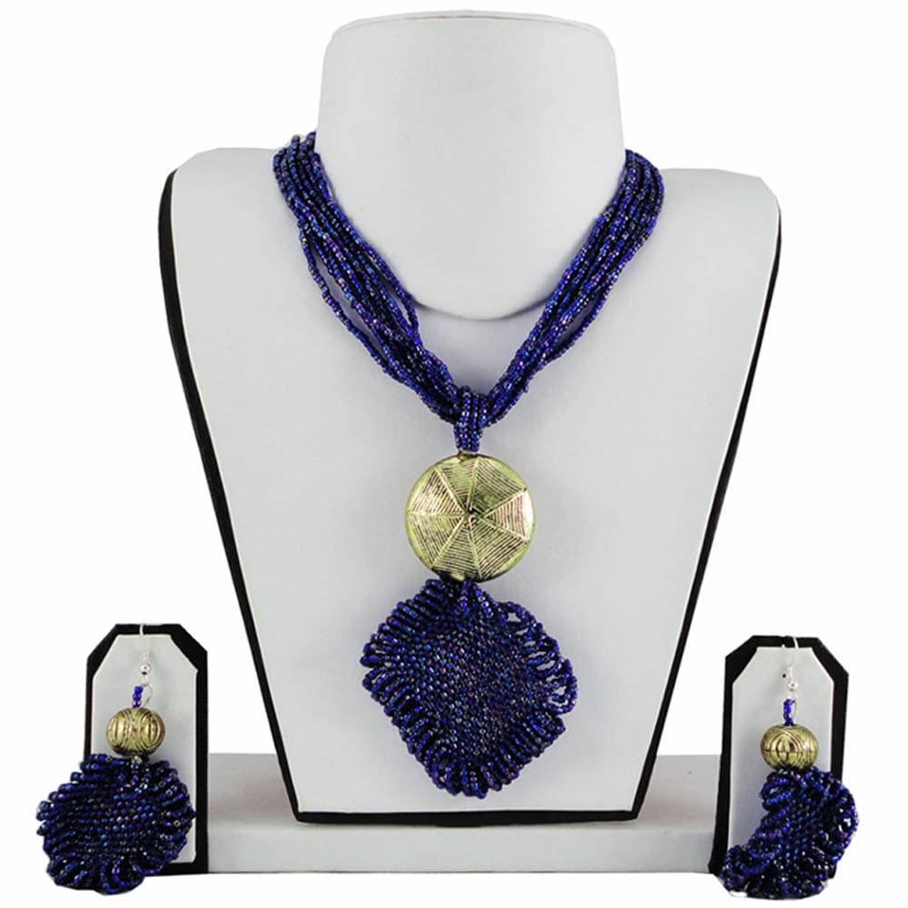 Navy Blue Jeko Moti Set