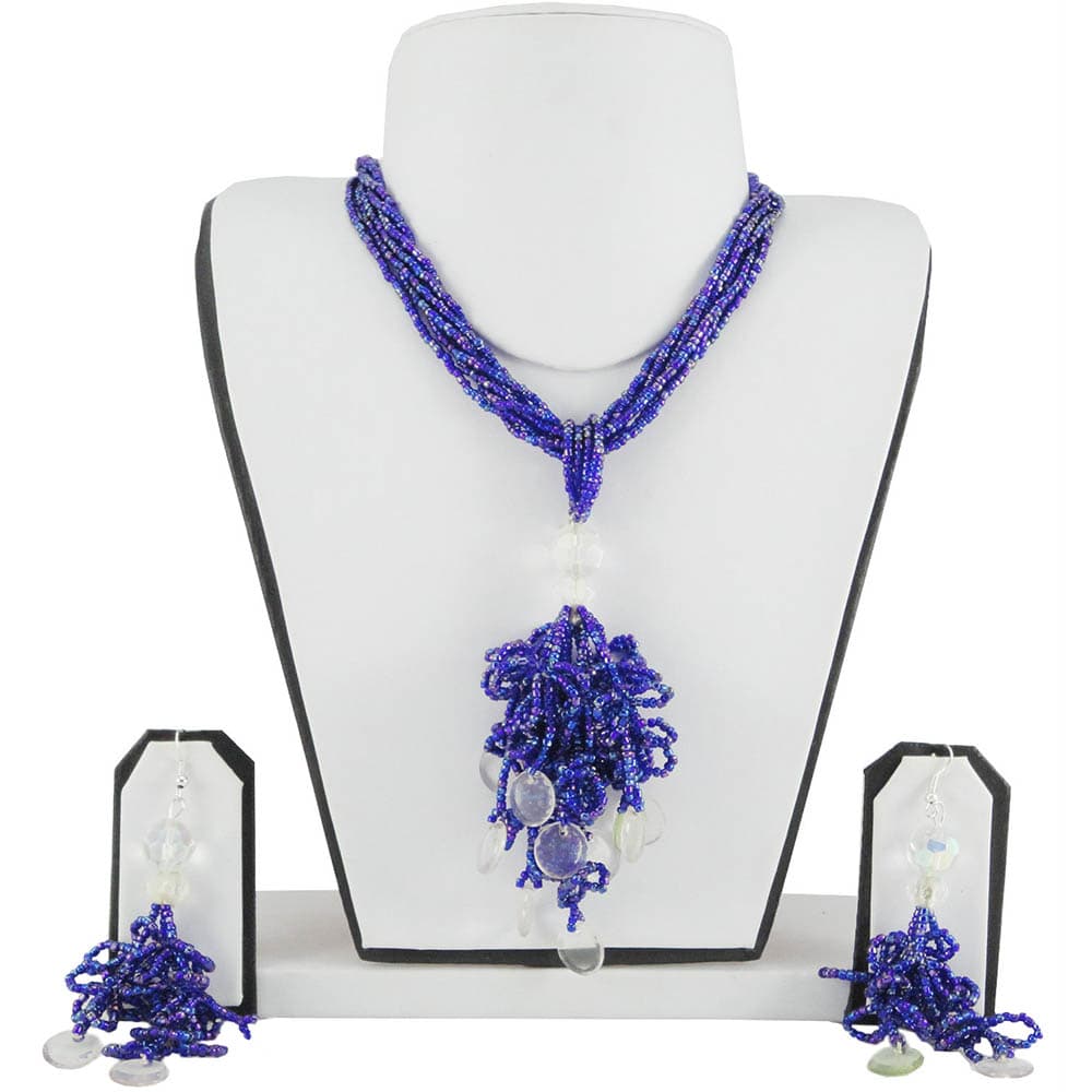 Blue Jeko Moti Necklace