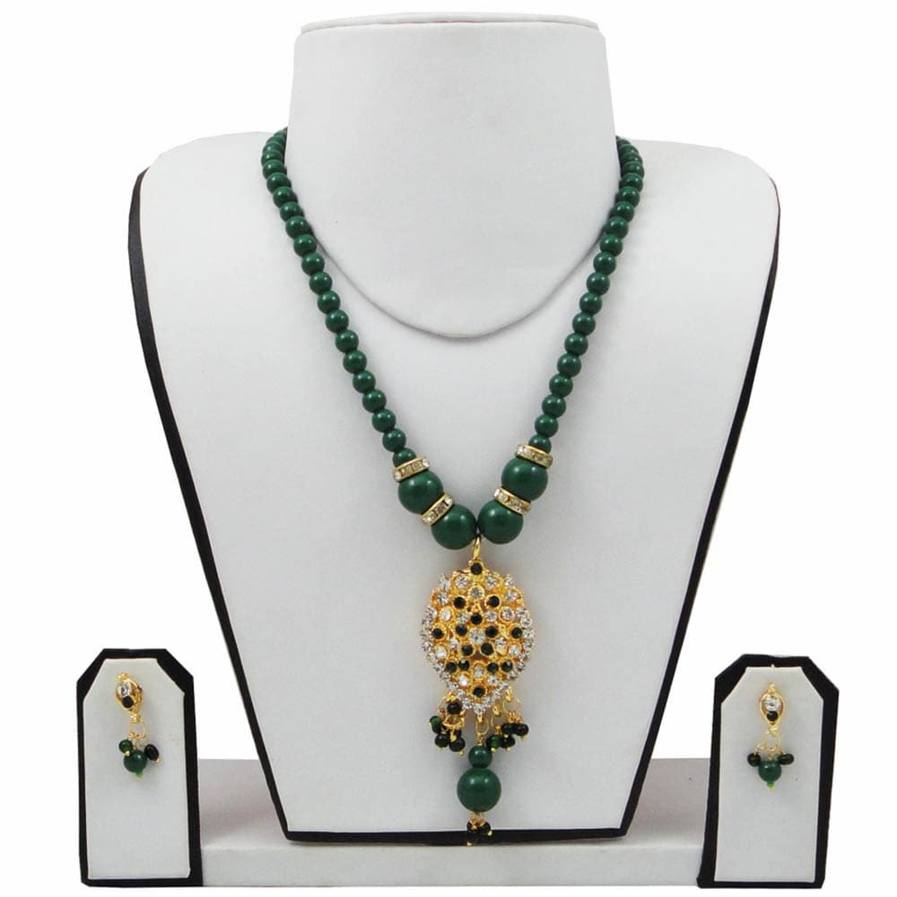 Green Beads Diamond Stone Necklace