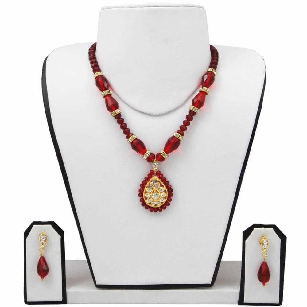 Maroon Crystal Beads Necklace