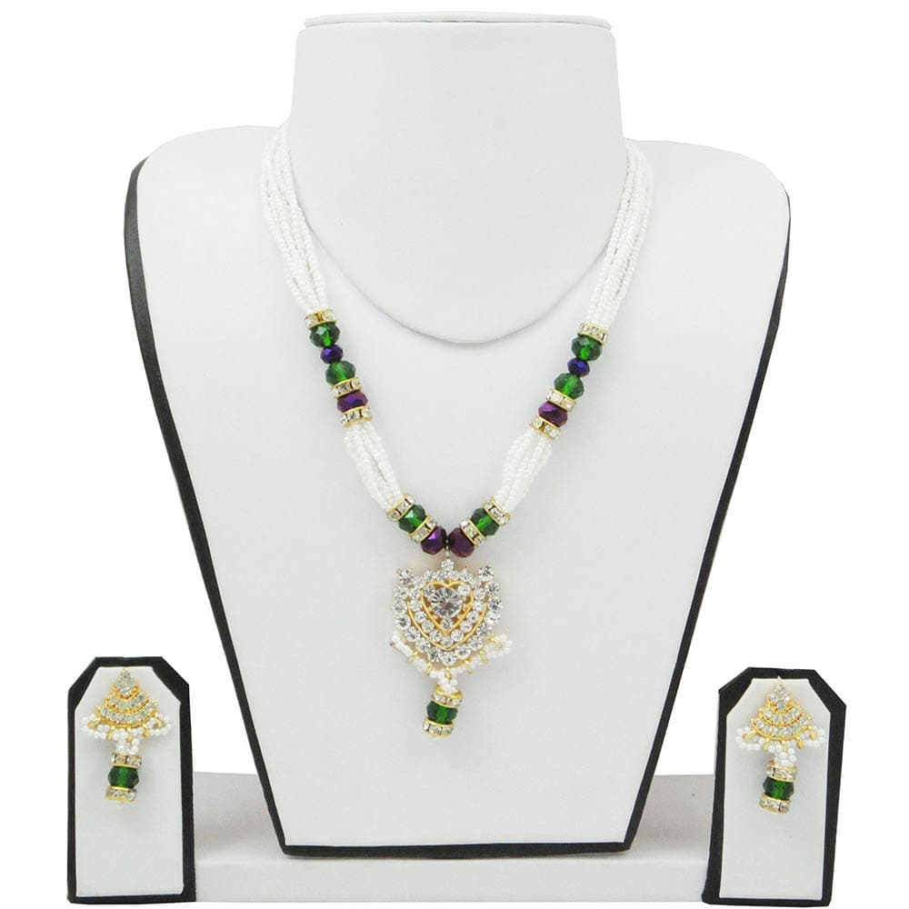 White Jeko Moti Necklace with Diamond Pendant