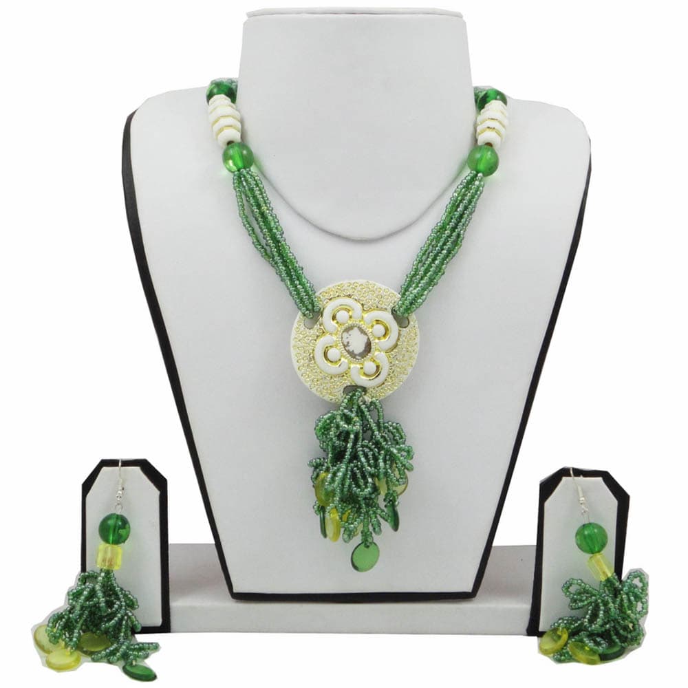 Green Jeko Moti Necklace with Designer Items