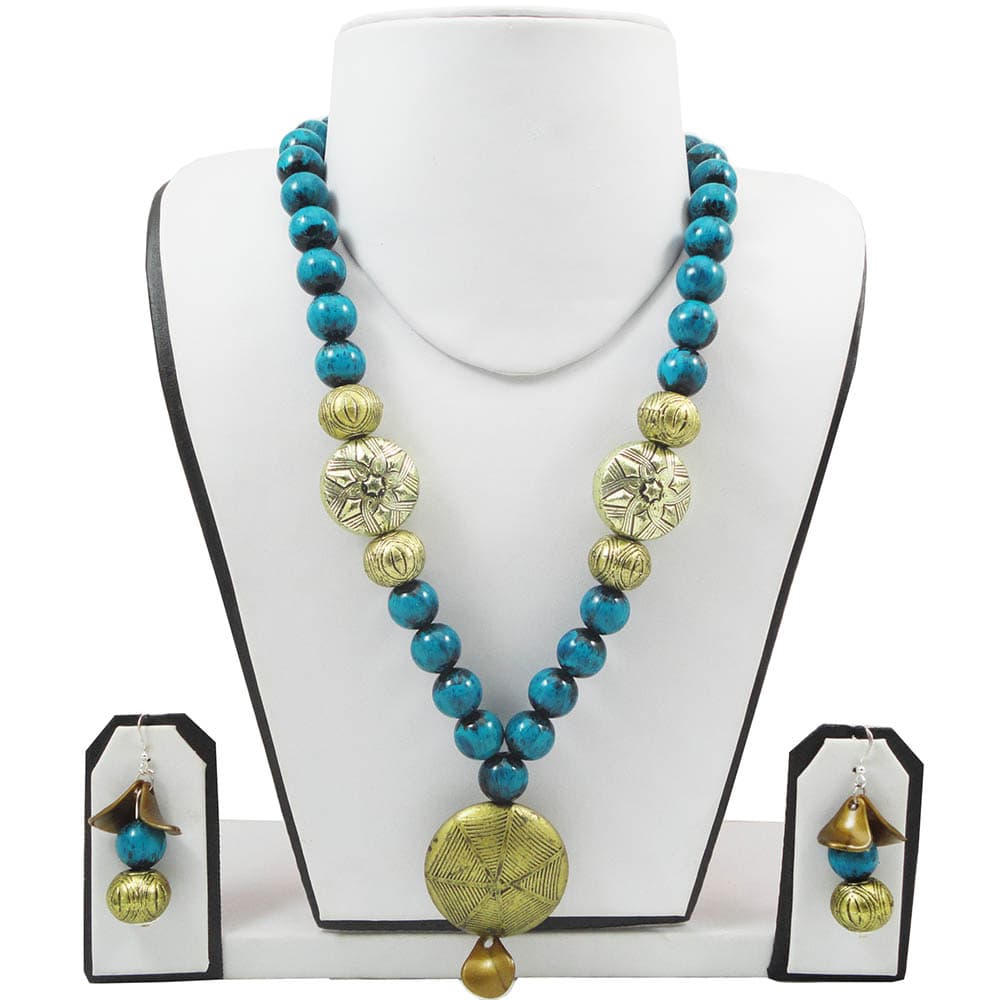 Blue Antique Beads Necklace