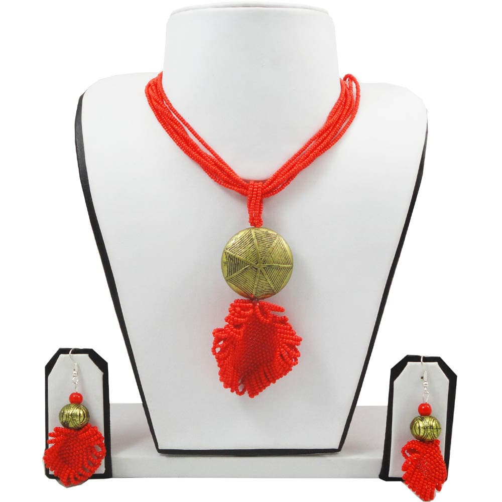 Orange Jeko Moti Necklace