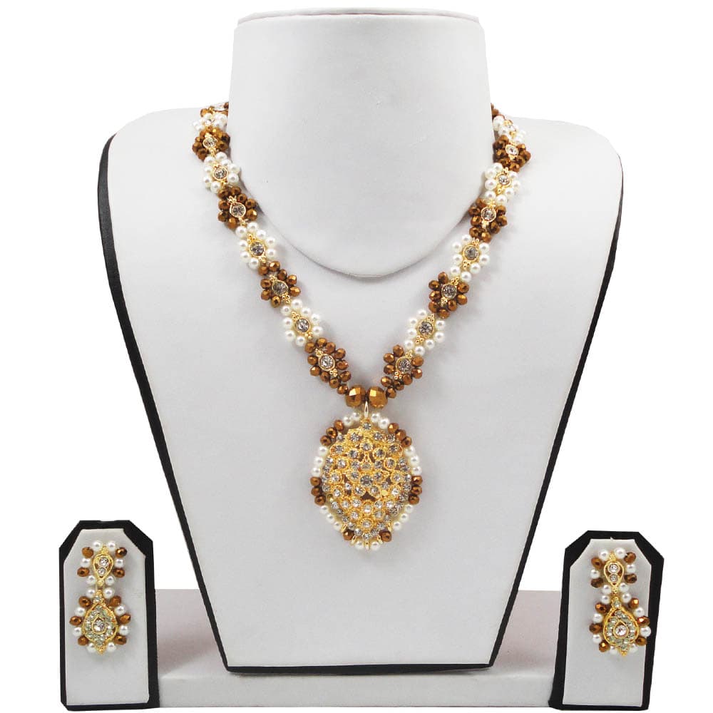 Traditional Brown Diamond Stone Necklace