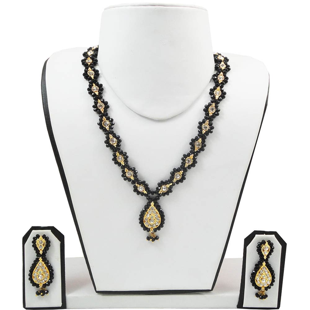 Black Crystal Beads Necklace