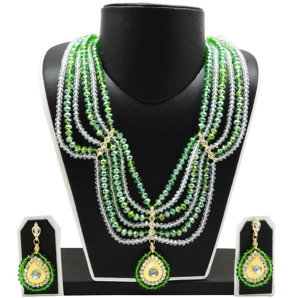 Transparent Green Crystal Beads Traditional Necklace