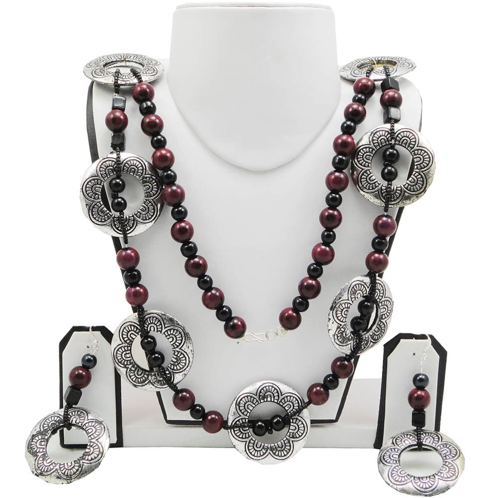 Maroon Beads Designer Necklace