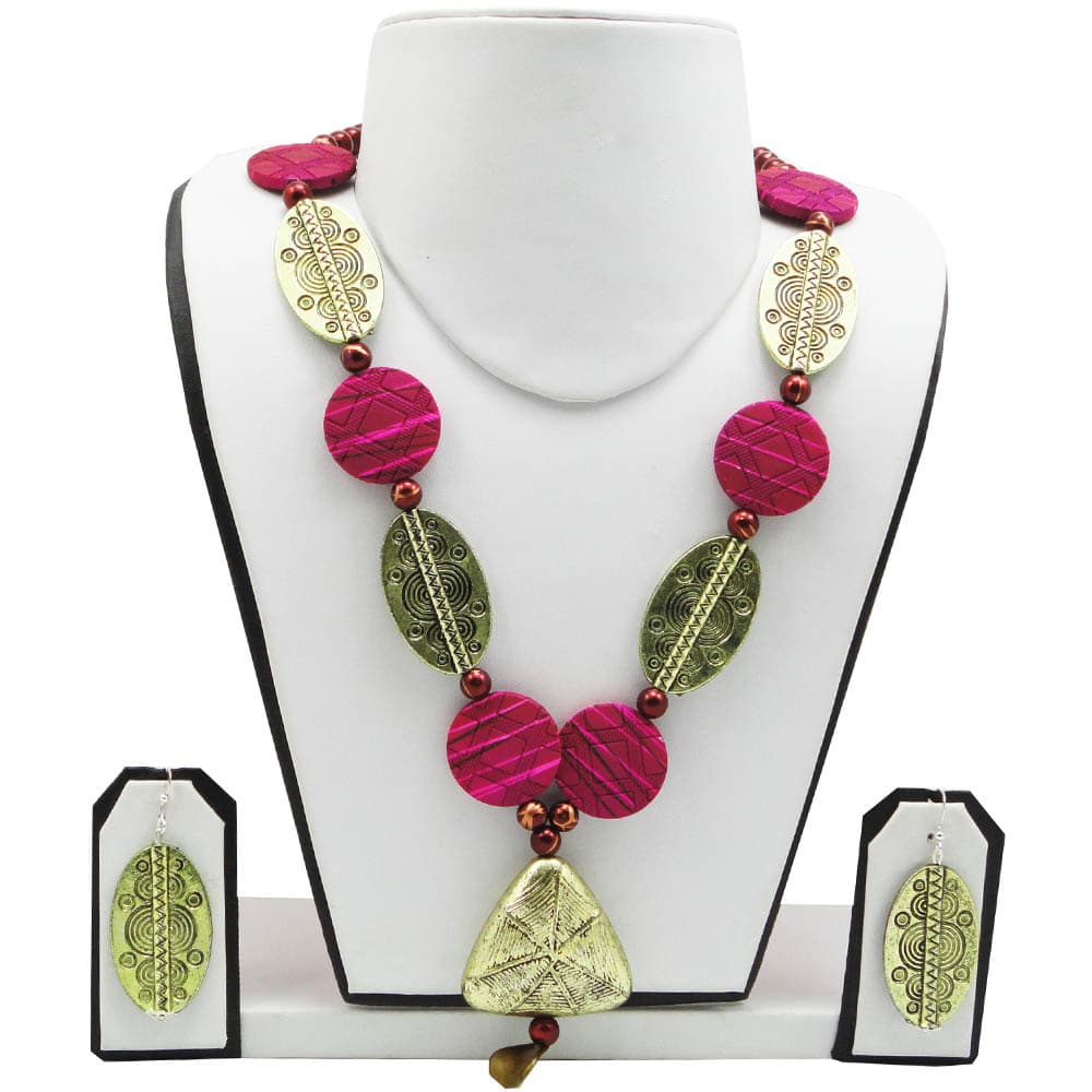 Pink Beads Designer Antique Necklace