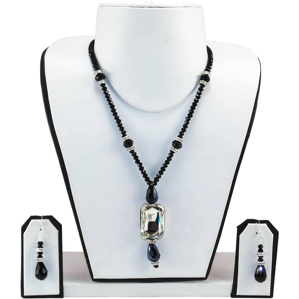 Black Crystal Beads Necklace