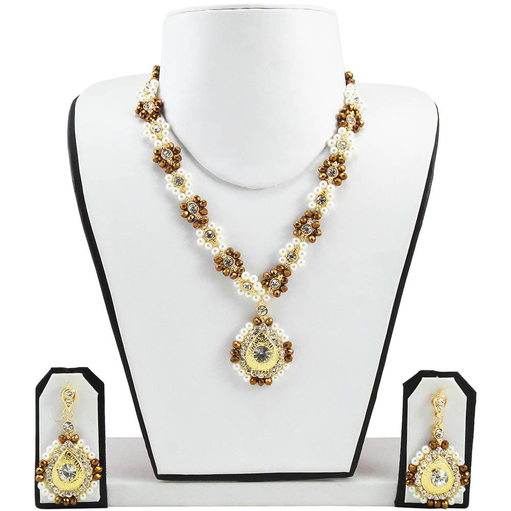 Cream & Brown Beads Traditional Necklace