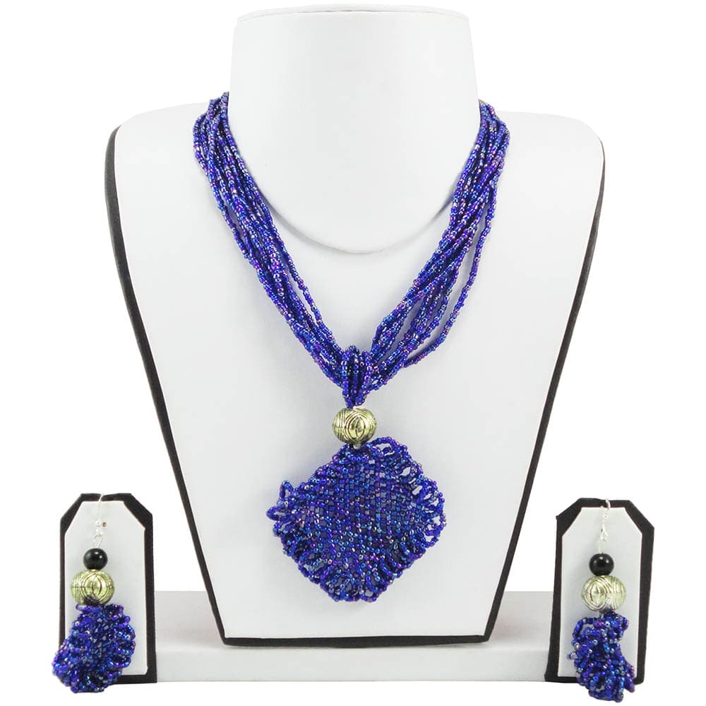 Navy Blue Jeko Moti Necklace