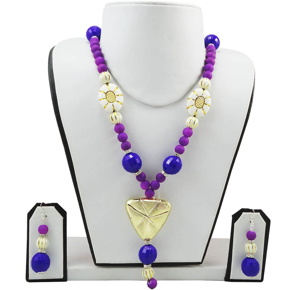 Purple Designer Beads Necklace