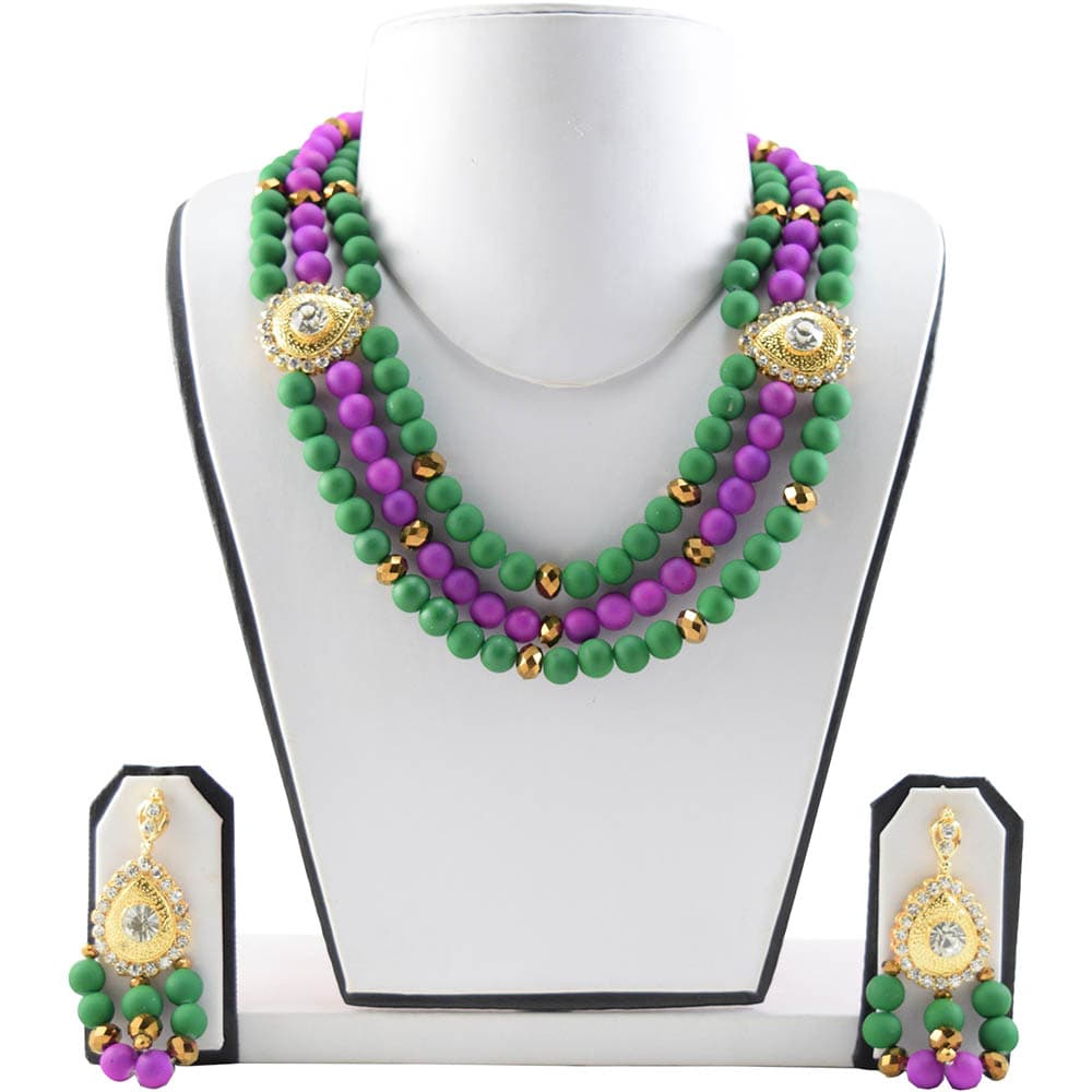 Green & Purple Beads Necklace