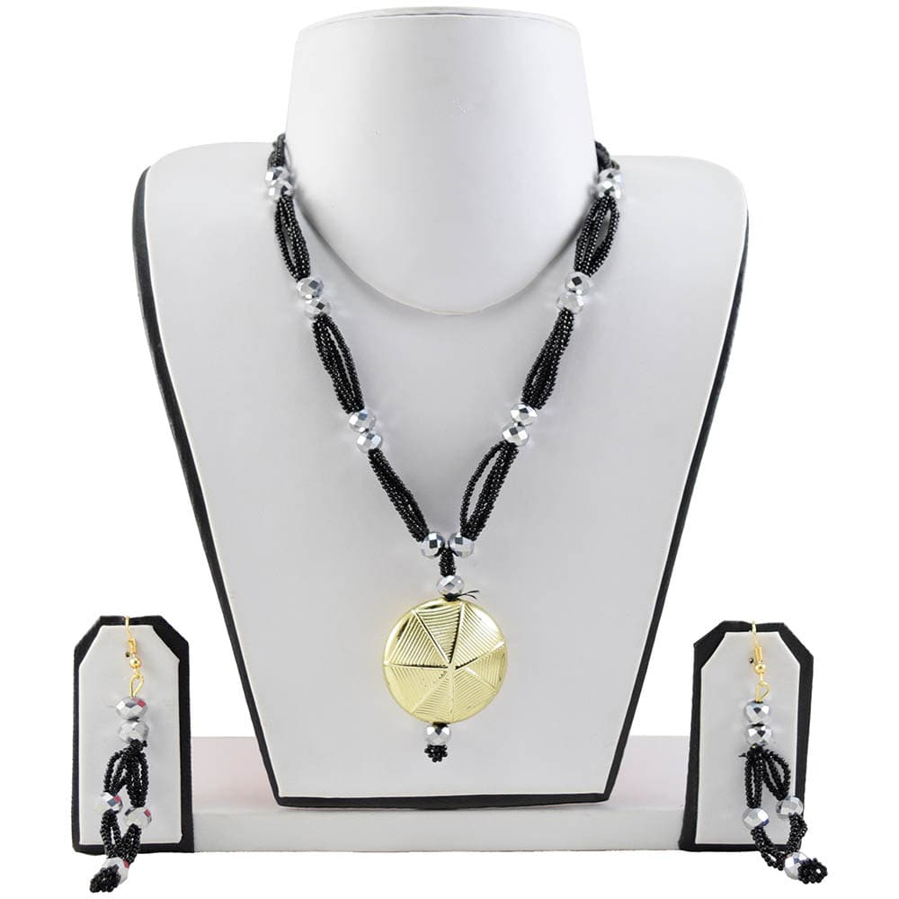 Black Jeko Moti Beads Necklace