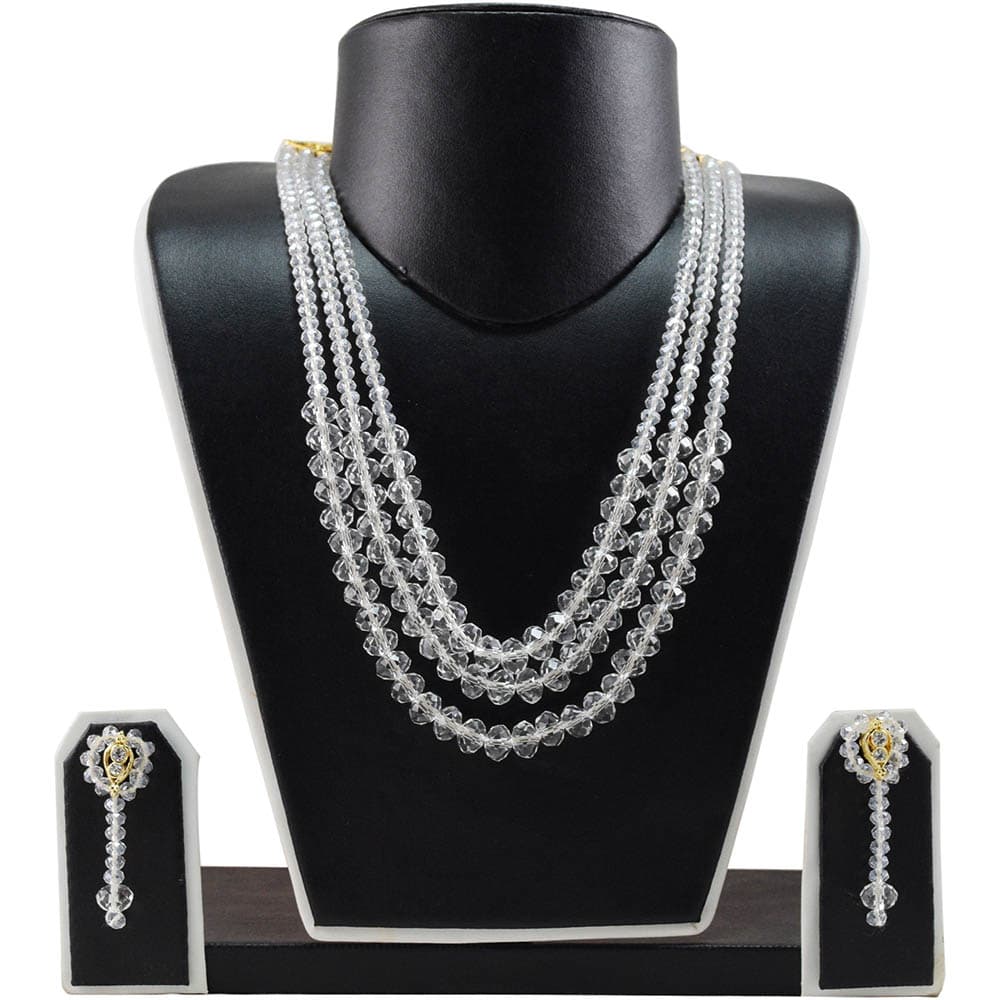 Transparent Crystal Beads 3 Row Necklace