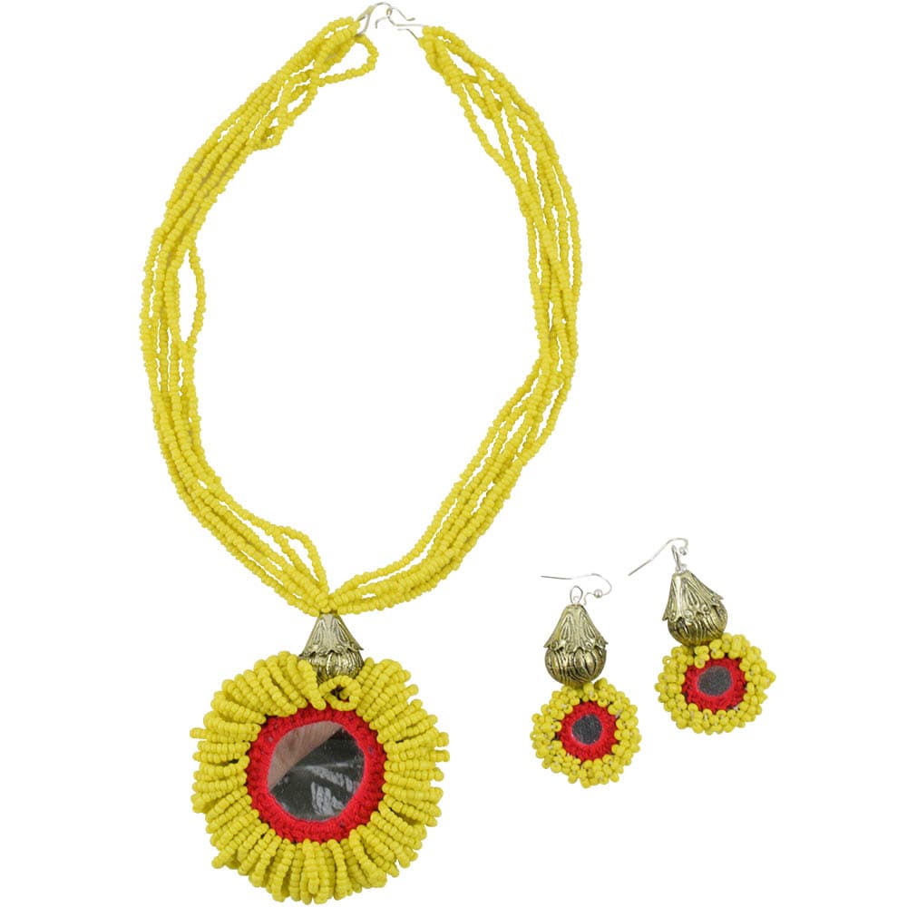 Yellow Jeko Moti Necklace for Navratri