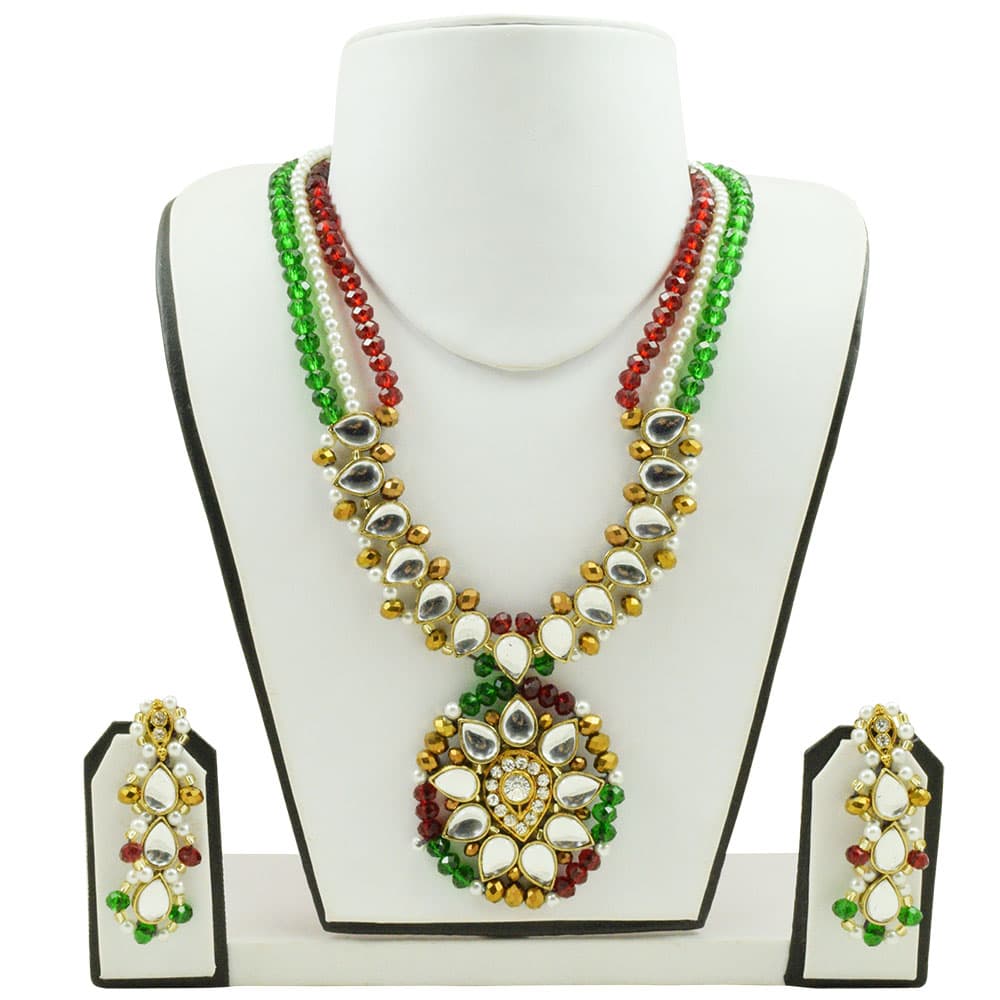 Multi Color Crystal Beads Kundan Necklace