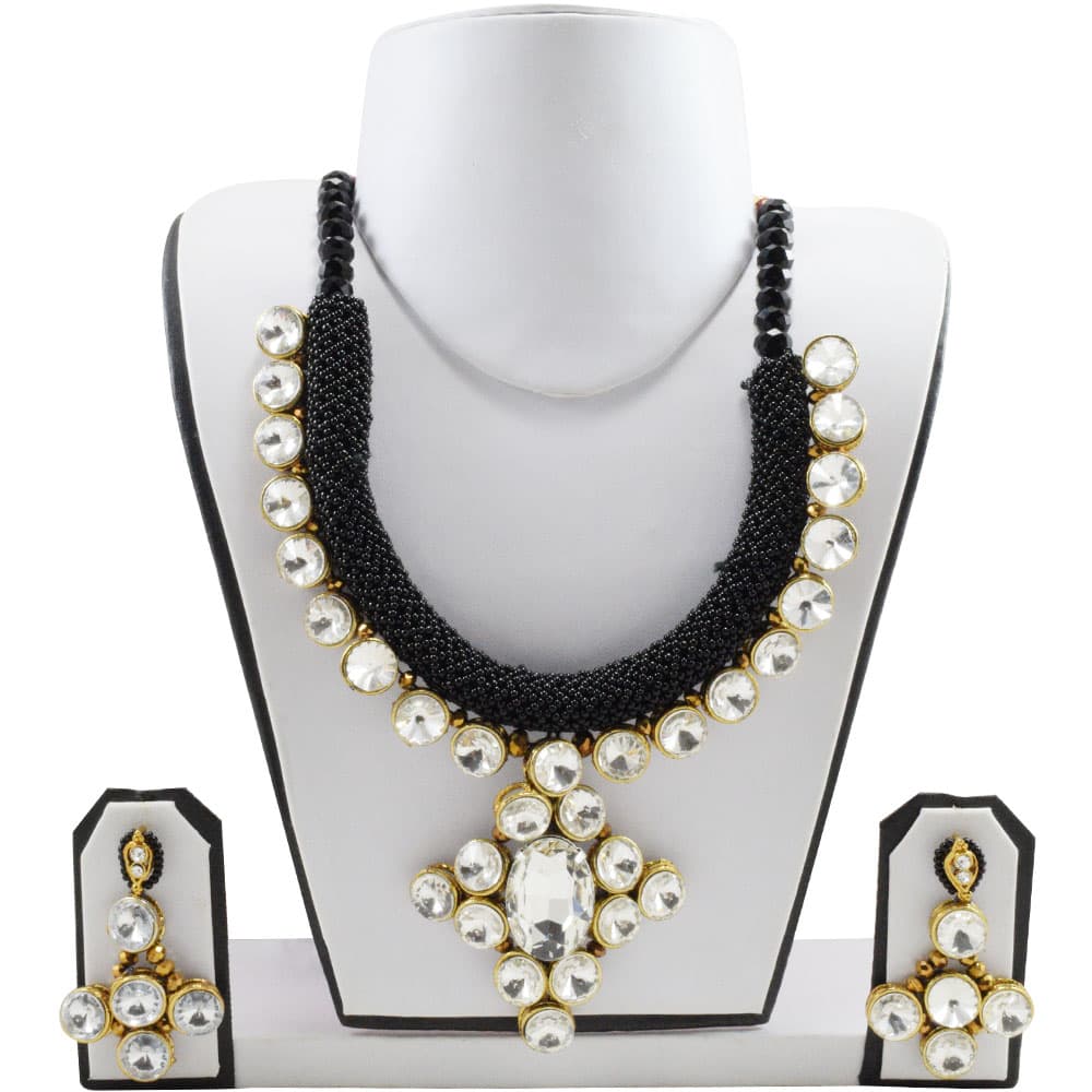 Black Jeko Moti Designer Kundan Necklace