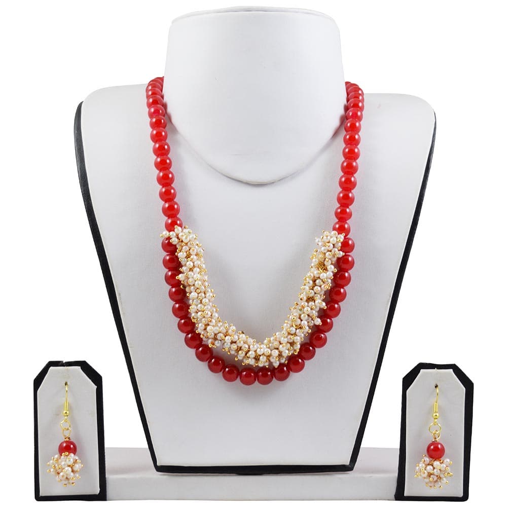 Red Beads Handmade Designer Necklace
