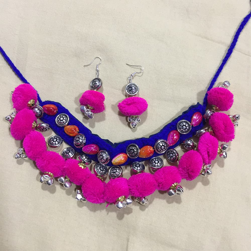 Designer Woolen Balls Necklace for Chaniya Choli