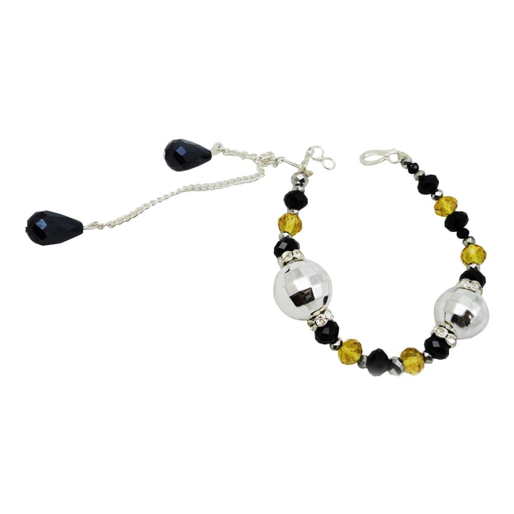Silver & Black Crystal Beads Bracelet