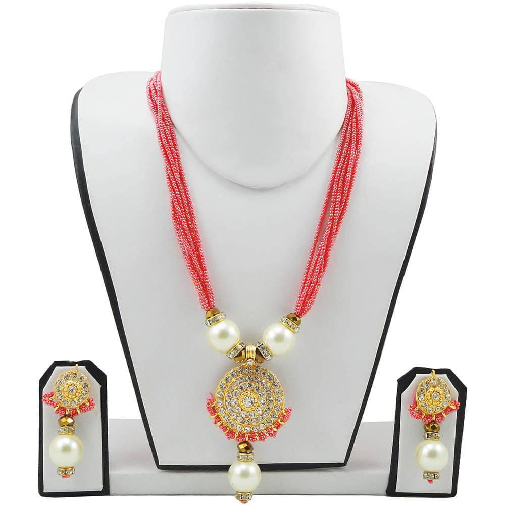 Rosy Pink Jeko Moti Traditional Necklace