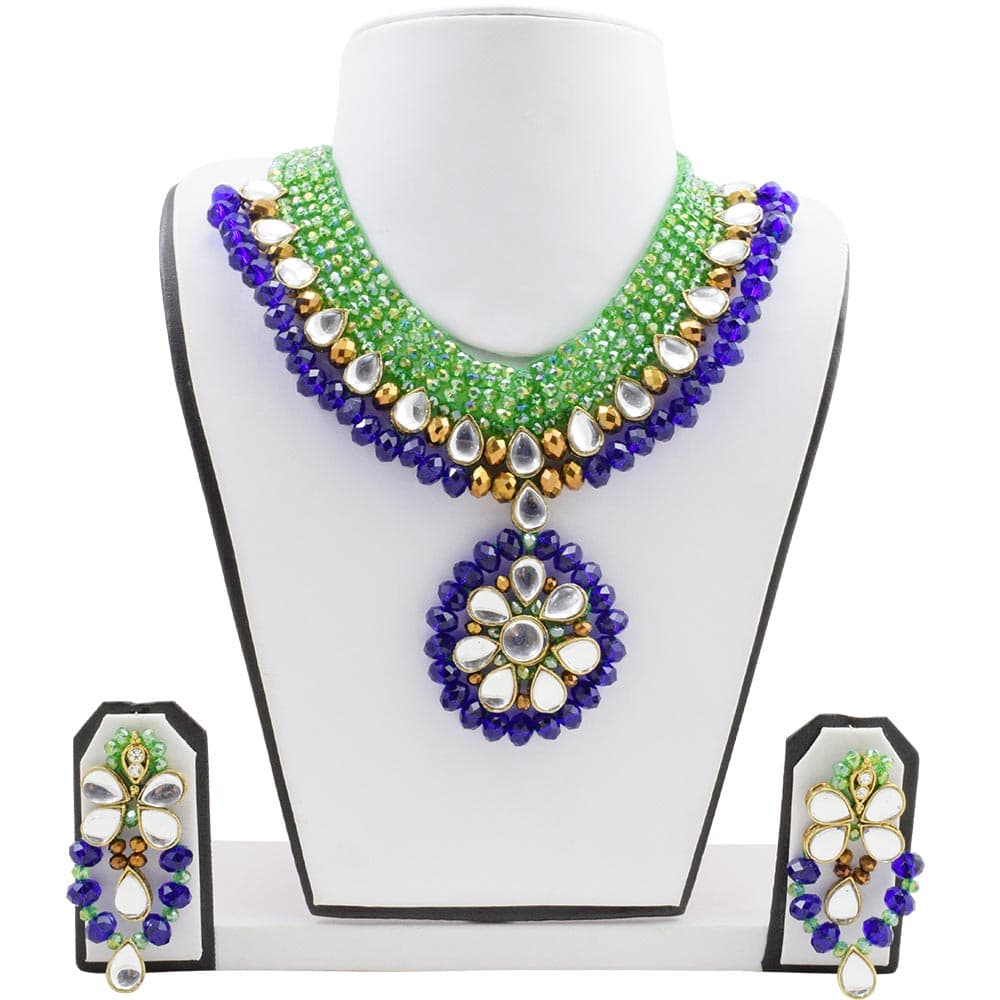 Blue & Green Crystal Beads Designer Necklace