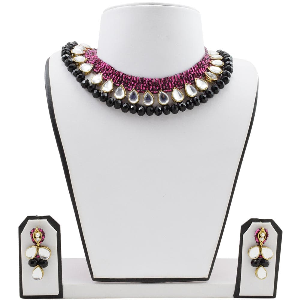 Pink Jeko Moti Handmade Designer Necklace